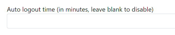 Auto logout time input box