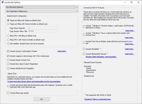 cloudscribe project template for Visual Studio