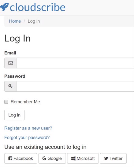  screenshot of the login page