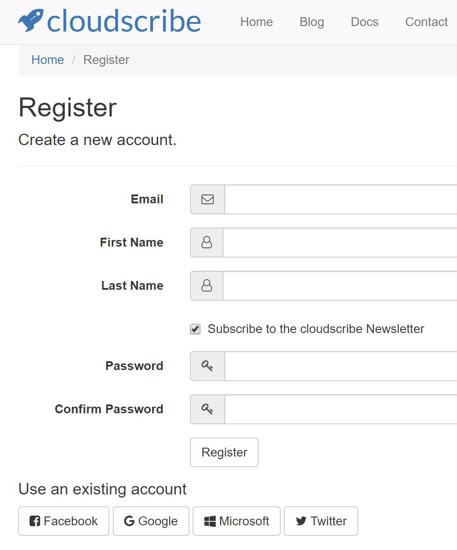  screenshot of the registration page
