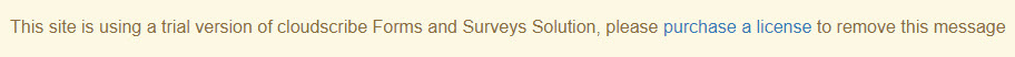 screen shot of a trial mode alert message